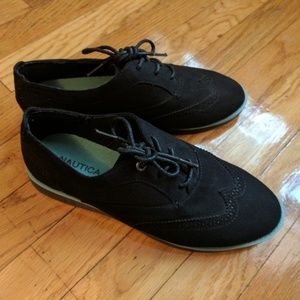Nautica black and teal suede lightweight loafers